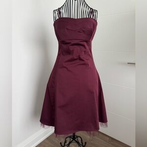 Deep Burgundy midi dress with strap or strapless